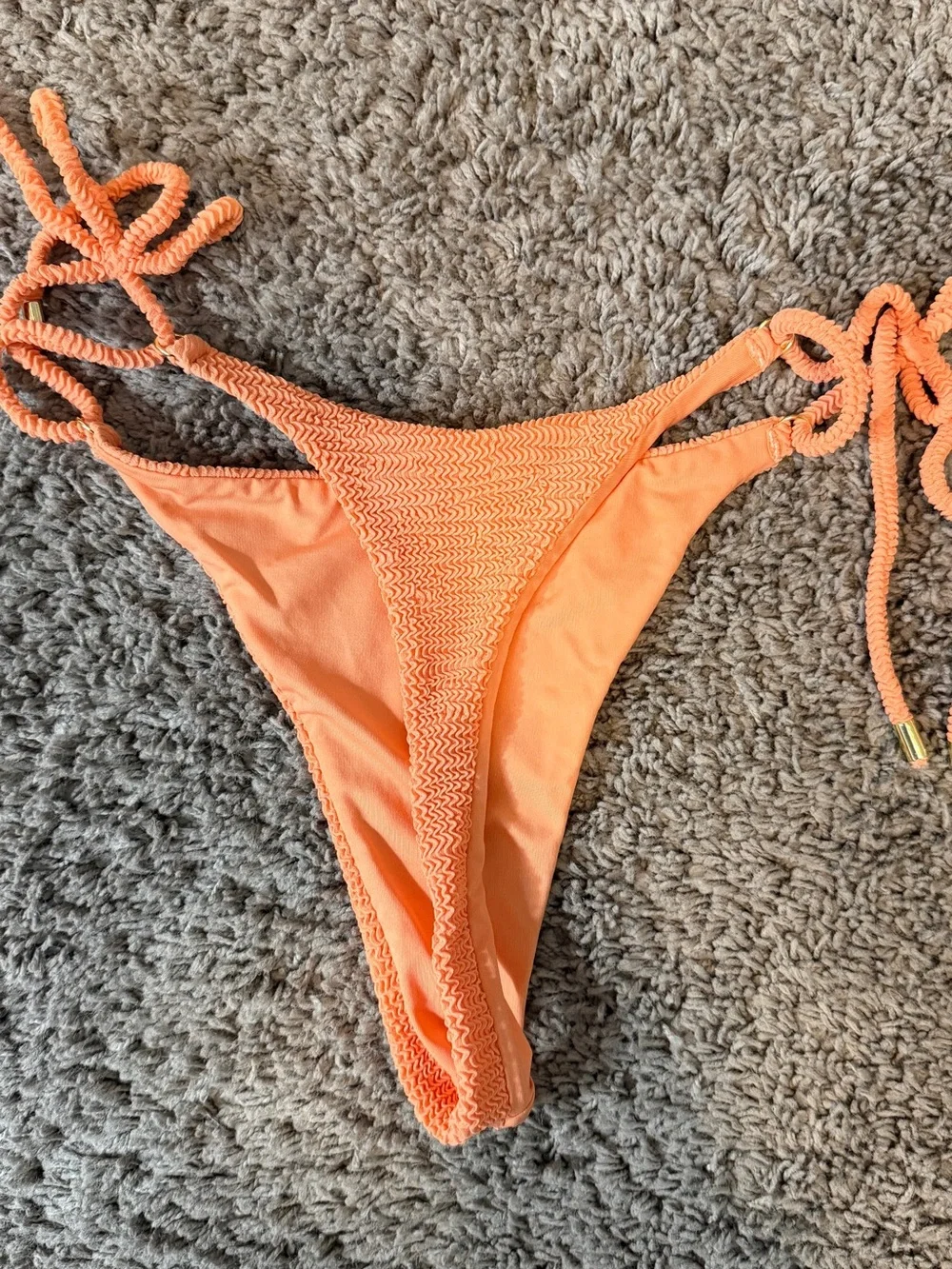 Monday Swimwear peach crinkle hanalei bottom